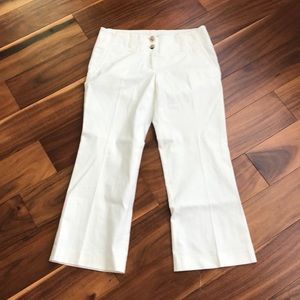 THEORY IVORY CROPPED FLARE MID RISE PANTS SIZE 0
